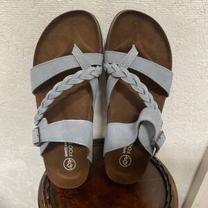 White Mountain Hazy Sandals‎ 9 Blue Braided Suede Comfort Footbed New w/box